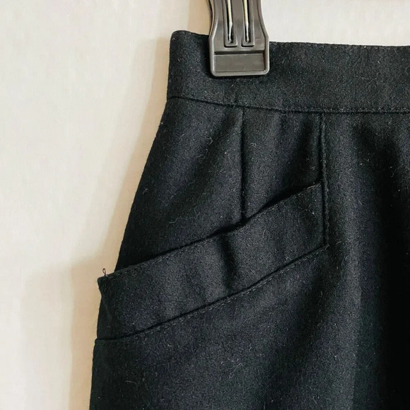 Vintage 80s Size 8 Forenza Skirt - Black Wool Pockets Buttons Sportwear - Picture 2 of 8